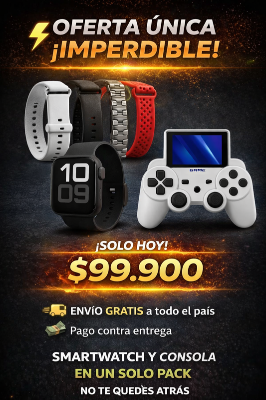 Combo Consola Portátil + Smarwatch + Pulseras